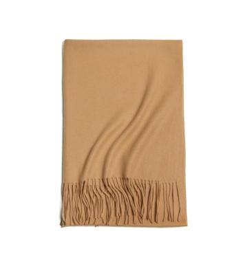 China Ladies Soft Smooth Luxury Camel Feeling Cashmere Worsted Sheer Scarf for sale