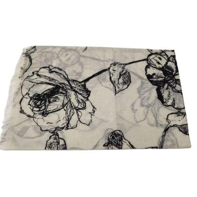 China New Popular Classic Print Merciarized Pure Wool Scarf for sale