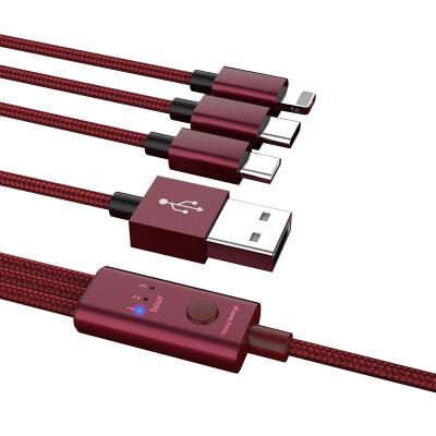 China Mobile Phone Types Nylon braided 3 in 1 data cable Usb 2.0 USB C Charging Cable for android apple and type c USB cable for sale