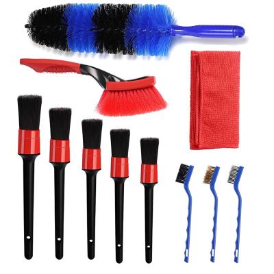 China Tire Rims Clean Brush 11 Pcs Cleaning Wheel Rim Tire Brush Kit Wire Car Care Sweep Car Wash Kit Car Detailing Kit for sale