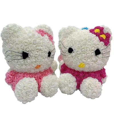 China Ammy Wholesale Price Good Quality Hello Kitty Foam Rose Artificial Flower Kitty For Gift for sale