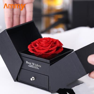 China Ammy Flower Gift Jewelry Box Handmade Hot Sale High End Preserved Acrylic Display Box Ring Earring Necklace Universal for sale