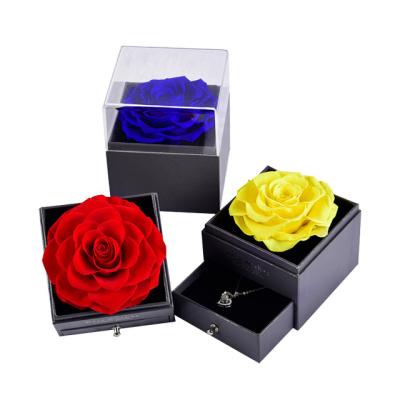 China Weddings decoration Ammy valentine gifts valentines day acrylic gift box decor forever dried acrylic gift box eternal preserved roses in mirror box for sale