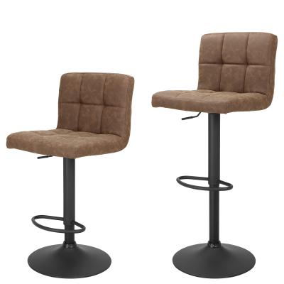 China 2 PCS High Quality Modern Swivel Adjustable Leather Bar Stool Modern PU Leather Bar Stools for sale