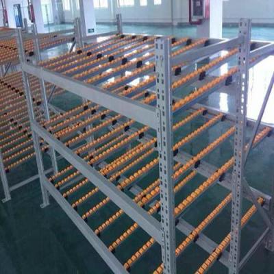 China Corrosion Protection Cardboard Flow Racking With Popular Plastic Roller And Roller Track for sale