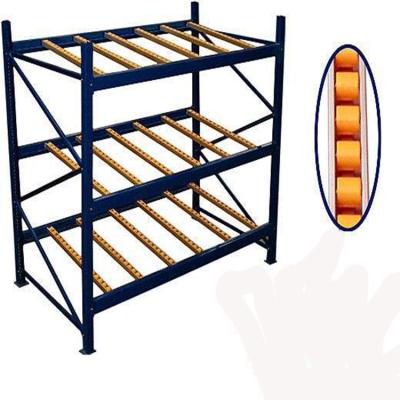 China Corrosion Protection Porcelain Roll Storage Rack Gravity Cardboard Flow Shelf Rack FIFO Flow Through Racks for sale