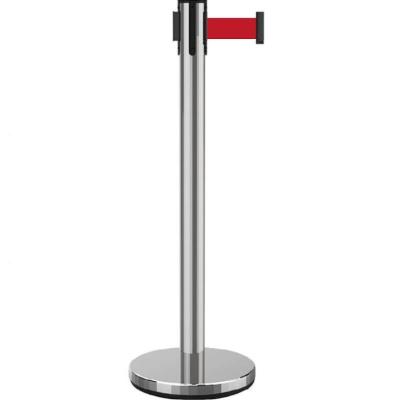 China Retractable Stainless Steel Queue Pole Stand, Flat Or Cone Concert Crowd Control Barrier Queue Stand for sale