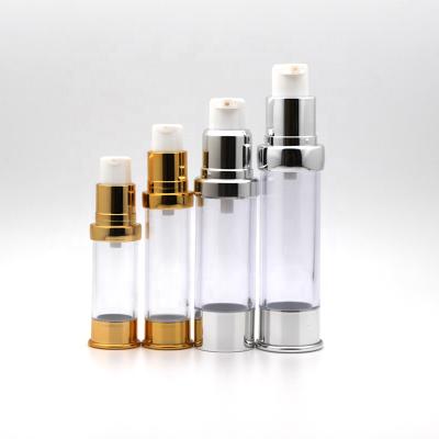 China Personal Care AS Airless Pump Bottle With Gold Silver Aluminum Lotion Pump 5ml/10ml/15ml/20ml/30ml for sale