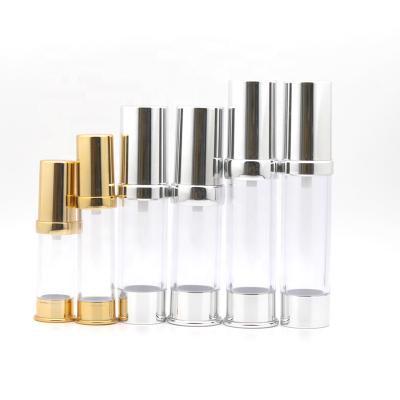 China Personal Care Plastic Airless Pump Cosmetic Packaging Bottle With Aluminum Pump for sale