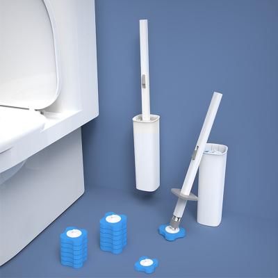 China Modern Manufacturer Bathroom Disposable Cleaning Toilet Brush And Holder Smooth Plastic With Replacement Dissolving Head for sale