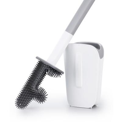 China Modern Soft Bristle Plastic Toilet Brush New Design Silicon Toilet Cleaning Brush With Holder for sale