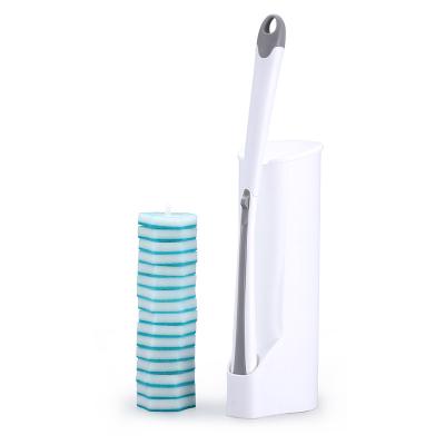 China 2021 Modern Efficient And Disposable Soft Plastic Toilet Cleaning Brush Set Bathroom And Stand Toilet Brush for sale