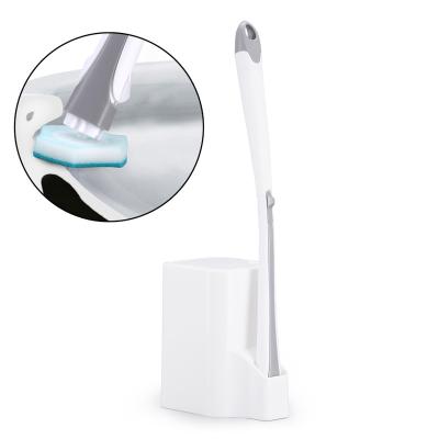 China Hot Selling Modern Clean Efficient Quick Sponges Clean Disposable Toilet Brush And Holder Set Plastic for sale