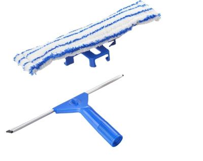 China Hot Selling Sustainable Manufacturing 2 Handle In 1 Microfiber Window Brush Cleaning Tools Squeegee Tool for sale