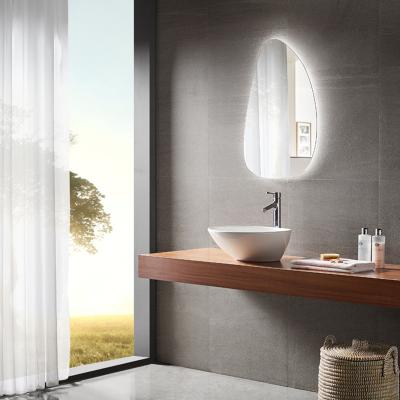 China Customized Irregular Wall Mounted Backlight Illuminated Modern Frameless Lighting Bathroom Smart Mirror Customized for sale