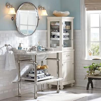 China Handicap Aid New Design Oval Stainless Metal Frame Adjustable Tilt Vanity Wall Mirror For Bathroom for sale