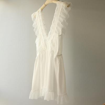 China French QUICK DRY sexy transparent nightgown lace house sexy skirt for sale