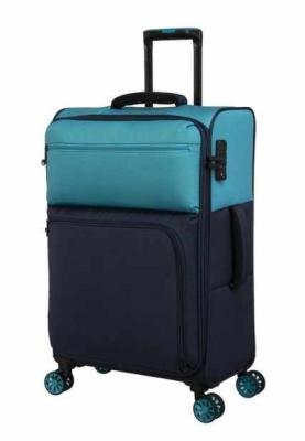 China Two Tone Combination Softside Spinner Luggage Soft Carry On Suitcase Multi Pockets for sale