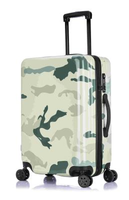 China ABS Luggage Set 3 Piece Set With Camouflage PC Printing,   Recessed Plane Wheel Durable  TSA Lock  Aluminium Trolley for sale