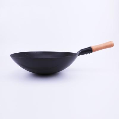 China Sustainable Seasoned Full Carbon Steel Chinese Wok Pan / Porcelain Nonstick Wok for sale