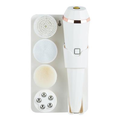 China Rohs CE Best CE 4-In-1 Exfoliator 4-In-1 Electric Face Brush DEEP CLEANING Electric Facial Massage Scrub Sweep Spa Skin Rotary Massager for sale