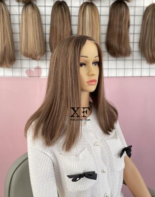 China New Fashion Natural Straight Lace Top Highlights Color Jewish Hair Wigs 100% Brazilian Kosher Hair Wigs for sale