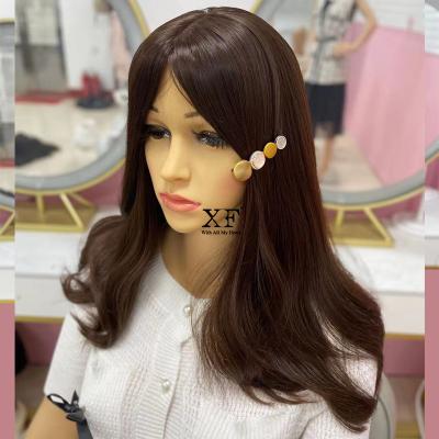 China Brown Color 100% Natural Unprocessed Natural European Virgin Human Hair Jewish Straight Hair Wigs Seller for sale