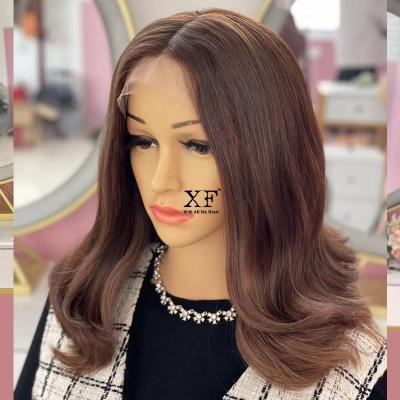 China European Virgin Human Hair Double Layer Fashion 100% Jewish Hair Lace Front Wigs Slightly for sale