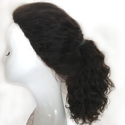 China Summer Fashion Wavy Hand Tied Brazilian Curly Hair Ponytail Wigs All About 100% Hair With Skin Top for sale