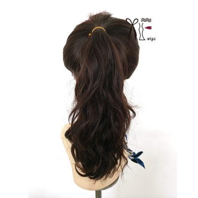 China Factory Price 100% Virgin Brazilian Hair Wholesale Wavy Double Drawn Pony Fall Wigs for sale