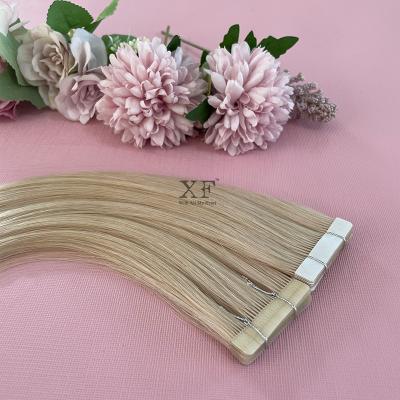 China Wholesale High Quality Silky Straight XF Color #60 100% Blonde Brazilian Hair Tape Hair Extensions for sale