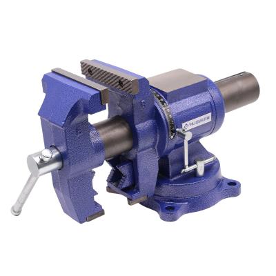 China Industrial Double Bite Universal Stationary Type Bench Vise With Anvil for sale