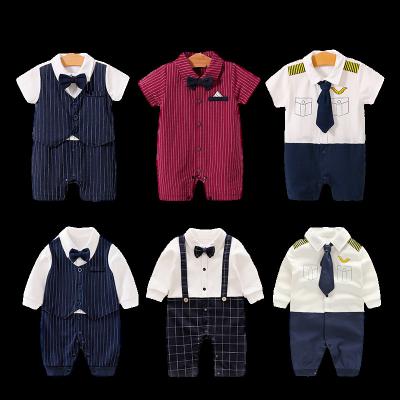 China Breathable kids gentleman bow border crawl springs and summers one month baby clothing wholesale for sale 2020 hot for sale