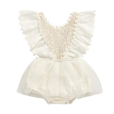 China Polyester/Cotton 2020 Wholesale Summer Cheap Cute White Infant Princess Romper Girl Mesh Skirt Mesh Lace Manufacturer Newborn Baby Clothes for sale