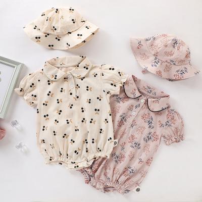 China Polyester/Cotton 2021 Flower Short Jumpsuits Cherry Flower Short Jumpsuit Girls' Clothes Rising Baby Boy Rompers For Hot Sale for sale