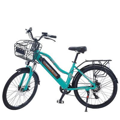 China New AKEZ 26 Inch Aluminum Alloy 2021 Fatigue 36V 350W 10AH 7S City Electric Bicycle E Bike Custom Women for sale