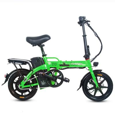 China 2021 Aluminum Alloy Wholesale 14 Inch 48V 10AH 250W 2 Seat E Folding Electric City Bicycle Bike for sale