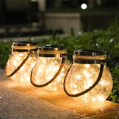 China Solar Led Ball Glass Ball Light Lamp Slit Hanging Outdoor Christmas Light Copper Wire Garden Decoration Tree Lamp Glass Ball Jar Light for sale