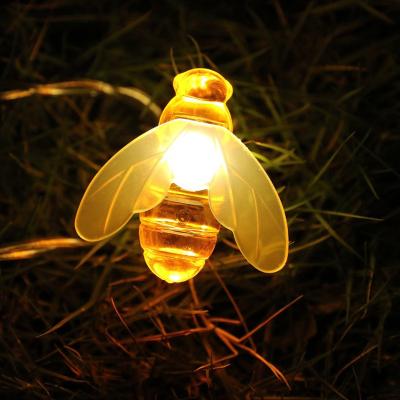 China Decorative Christmas Lighting 30 LED String Hanging Lights Honey Bee Shape Warm Solar Waterproof Creative Tree Garden Decoration Light for sale