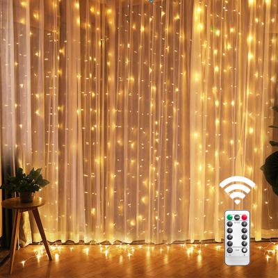 China 3*3m Curtain Light Twinkle Star 300 LED Indoor Outdoor Home Bedroom Decorations 9.84*9.84ft Fairy Light Wedding Party Christmas Curtain String for sale