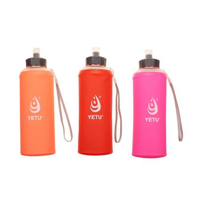 China OEM Recycling Logo Sustainable Bpa Free Tpu Growing Growing Soft Foldable Drinking Collapsible 650ml Water Bottle for sale