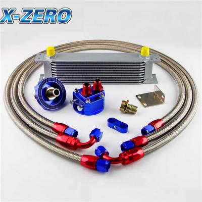 China Customized 10 Row Engine Transmission Oil Cooler 50mm AN8 Filter Relocation Kit for sale