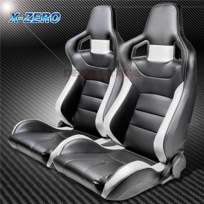 China Black And White Racing Bucket Seat PVC Faux Leather Style With Universal Sliders for sale