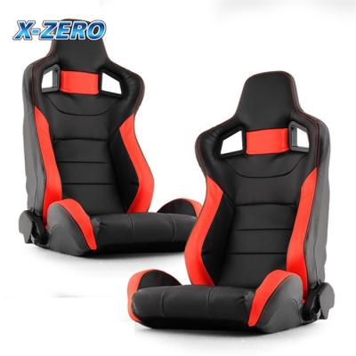 China Black And Red Reclining Bucket Seats Carbon Style PU Leather For Race Car Parts for sale