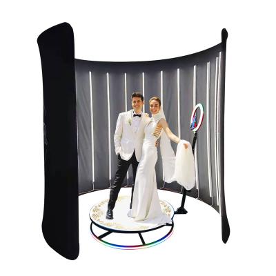 China Wedding 360 Photo Booth With Abyss Tempered Glass With LED Lights Video 360 Photo Booth 4 To 6 People for sale