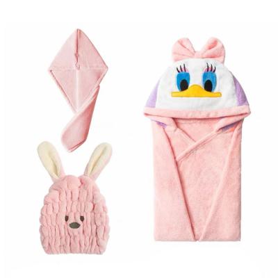 China Sustainable Manufacturer Price Long Cute Kids Shower Drying Towe Hair lDry Hat For Kids for sale