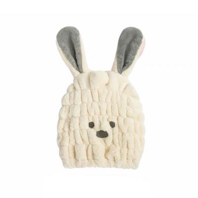 China Viable The Most Popular Portable Soft Drying Hood Microfiber Waffle Weave Towel Deep Dry Hair Hat For Kids for sale