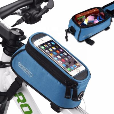 China Water Proof Front Frame Nylon Bicycle Phone Bag Outdoor Activity Package Accessories Polyester Bike Bag for sale