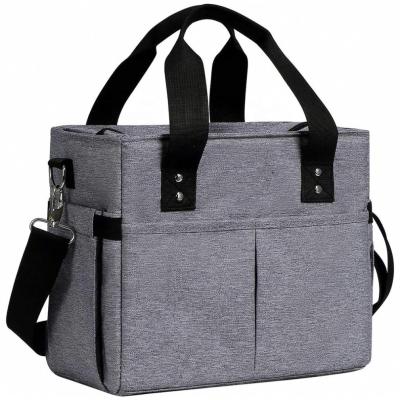 China Multi Compartment Polyester Lunch Box Bag Heat Insulation Cooler Tote Bag for sale