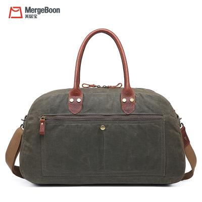 China Wholesale Newest Fashinable Mergeboon Large Canvas And Leather Weekender Duffel Bag For Men's Travel for sale